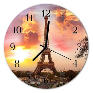 Ceas de perete din sticla rotund Turnul Eiffel din Paris Oraș multi-colorat
