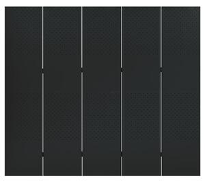 Paravan de cameră cu 5 panouri, negru, 200x180 cm, oțel