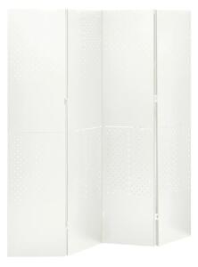 Paravan de cameră cu 4 panouri, alb, 160x180 cm, oțel