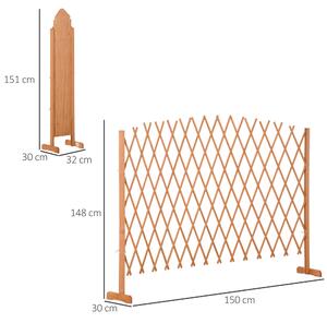 Outsunny Gard pentru Gradina Extensibil din Lemn 150cm, Gard de Lemn cu Spalier Grilaj Autoportant pentru Exterior, Portocaliu | Aosom RO