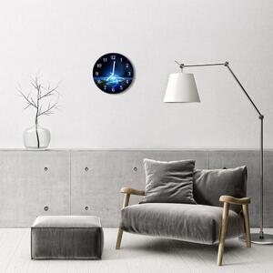Ceas de perete din sticla rotund Pământ Universul Spațiu Albastru