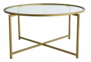 Masuta cafea Sun S404, auriu, sticla/metal, 83x83x40 cm