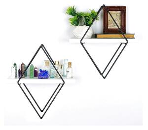 Set 2 polite WR057, alb/negru, metal, 40x31x15 cm
