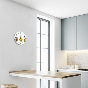 Ceas de perete din sticla rotund Fructe Ochelari de bucătărie multicolor