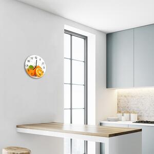 Ceas de perete din sticla rotund Portocale Bucătărie Orange