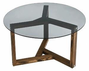 Masuta cafea Miro, nuc, sticla/lemn solid, 75x75x40 cm