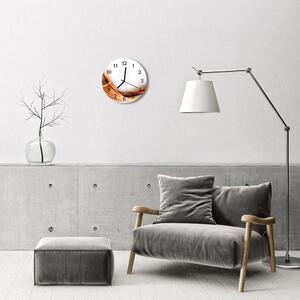 Ceas de perete din sticla rotund Abstract Art Orange, Gri