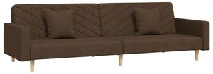 Canapea extensibilă cu 2 locuri, 2 perne, maro, textil