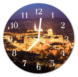 Ceas de perete din sticla rotund City of Budapest City aur