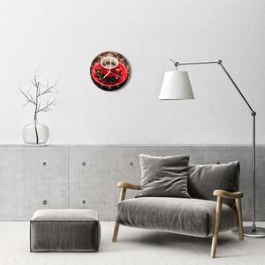 Ceas de perete din sticla rotund Ibric de cafea Alimente și băuturi Roșu, Maro