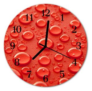Ceas de perete din sticla rotund Waterdrop Natura Roșu