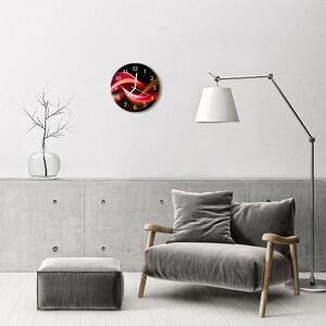 Ceas de perete din sticla rotund Abstract Lines Art Rosu, Negru