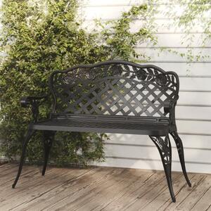 Bancă de grădină, negru, 108 cm, aluminiu turnat