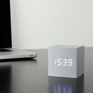 Ceas deșteptător cu LED Gingko Cube Click Clock, gri - alb