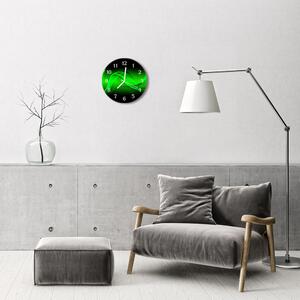 Ceas de perete din sticla rotund Rezumat Abstract Art Green