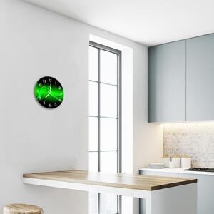 Ceas de perete din sticla rotund Rezumat Abstract Art Green