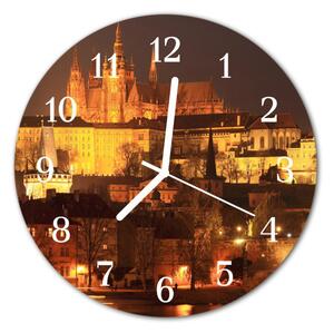 Ceas de perete din sticla rotund Praga Towns galben
