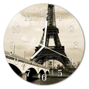 Ceas de perete din sticla rotund Paris Towns Gray