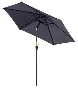 Outsunny Umbrela de Gradina cu Manivela, din Aluminiu si Poliester Gri si Negru, Φ2,7x2,35m | Aosom Ro