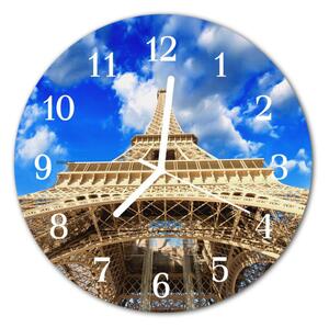 Ceas de perete din sticla rotund Turnul Eiffel Arhitectura albastru