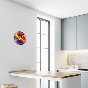 Ceas de perete din sticla rotund Caramida Arhitectura multi-colorat