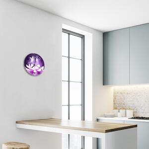 Ceas de perete din sticla rotund Floare floare violet