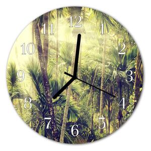 Ceas de perete din sticla rotund Palm Copaci plante verzi