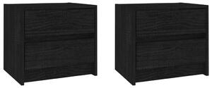 Noptiere, 2 buc, negru, 40x30,5x35,5 cm, lemn masiv de pin
