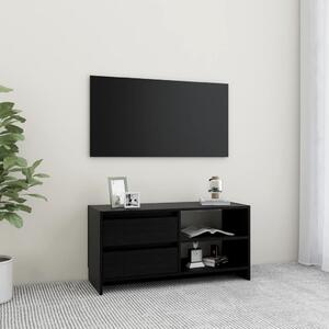 Comodă TV, negru, 80x31x39 cm, lemn masiv de pin
