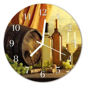 Ceas de perete din sticla rotund Vin Barrel Alimente și băuturi Multi-colorat