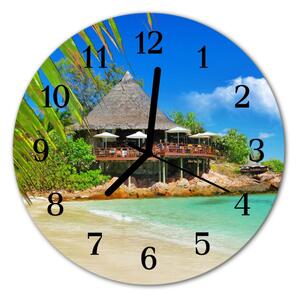 Ceas de perete din sticla rotund Insula Peisaj multi-colorat