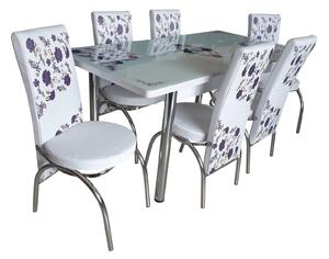 Set masă extensibilă Spring Mov cu 6 scaune imprimate