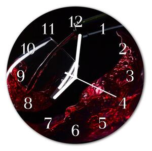 Ceas de perete din sticla rotund Vin Alimente și băuturi Red