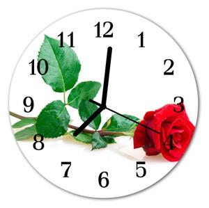 Ceas de perete din sticla rotund Rose flori roșii