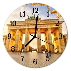 Ceas de perete din sticla rotund Berlin Berlin galben