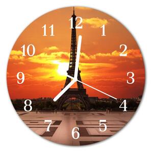 Ceas de perete din sticla rotund Turnul Eiffel Arhitectura Orange