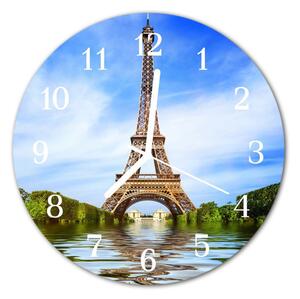 Ceas de perete din sticla rotund Turnul Eiffel Arhitectura albastru