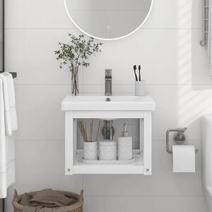 Cadru chiuvetă de baie pentru perete, alb, 40x38x31 cm, fier