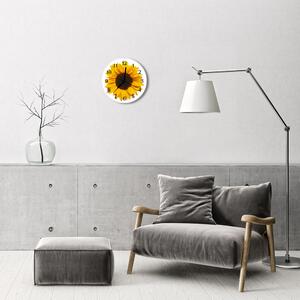 Ceas de perete din sticla rotund Floarea soarelui Natura Galben