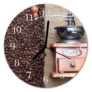Ceas de perete din sticla rotund Râșniță de cafea Alimente și băuturi Brown