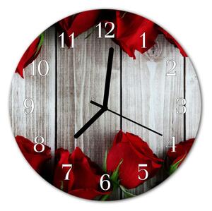Ceas de perete din sticla rotund Rose Table de flori roșii