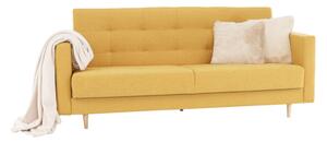 Set complet tapitat de canapea cu fotoliu, tesatura de culoare mustar, AMEDIA