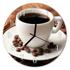 Ceas de perete din sticla rotund Cafea Alimente și băuturi Brown