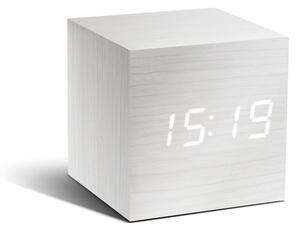 Ceas deșteptător cu LED Gingko Cube Click Clock, alb