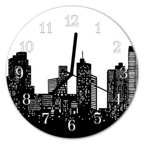 Ceas de perete din sticla rotund Clădiri Clădire Negru