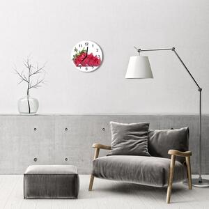 Ceas de perete din sticla rotund Fructele de căpșun Roșu