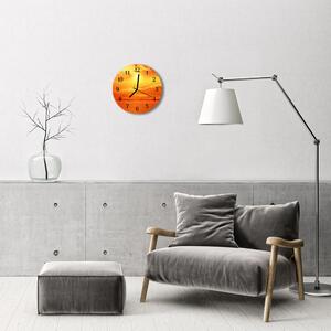 Ceas de perete din sticla rotund Sun Natura Orange