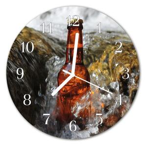 Ceas de perete din sticla rotund Bere Alimente și băuturi Brown