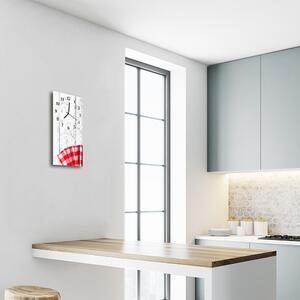 Ceas de perete din sticla vertical Arta de bucătărie din lemn roșu