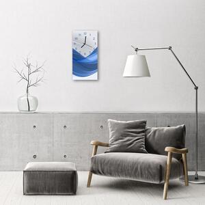 Ceas de perete din sticla vertical linii val de apă albastru Arta